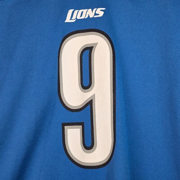 Detroit Lions Football Jersey Youth Large Blue NFL Football Stafford 9 Nike NFL - Picture 4 of 9